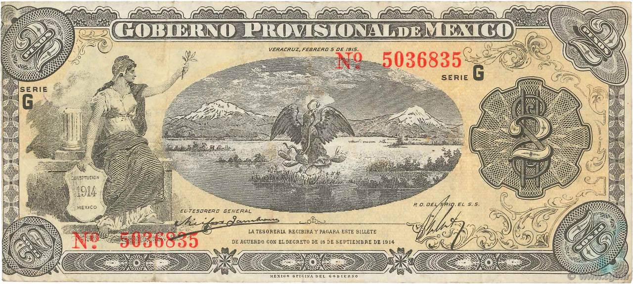 2 Pesos MEXICO Veracruz 1915 PS.1103a F+