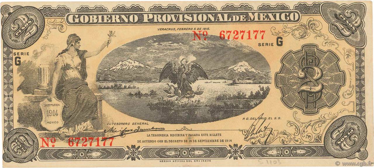 2 Pesos MEXICO Veracruz 1915 PS.1103a XF