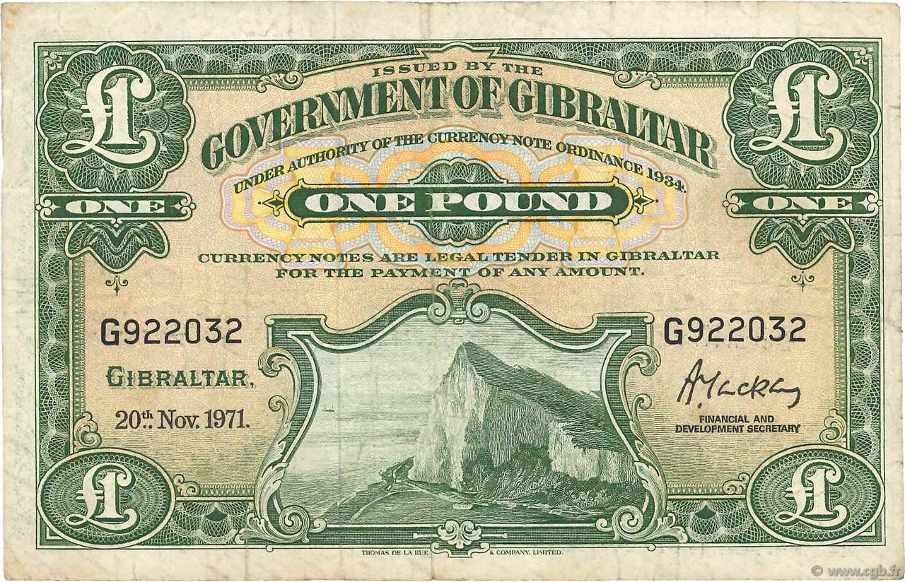 1 Pound GIBRALTAR  1971 P.18b F