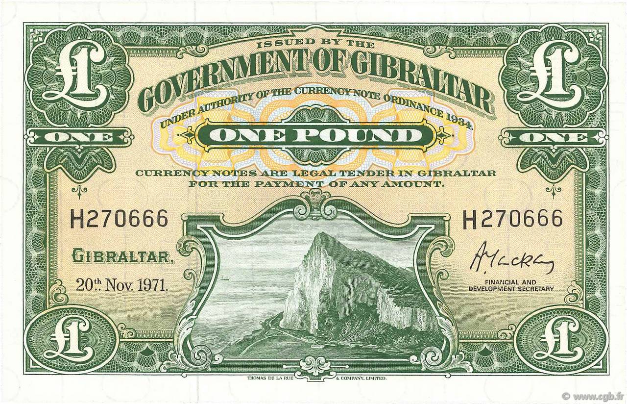 1 Pound GIBRALTAR  1971 P.18b UNC-