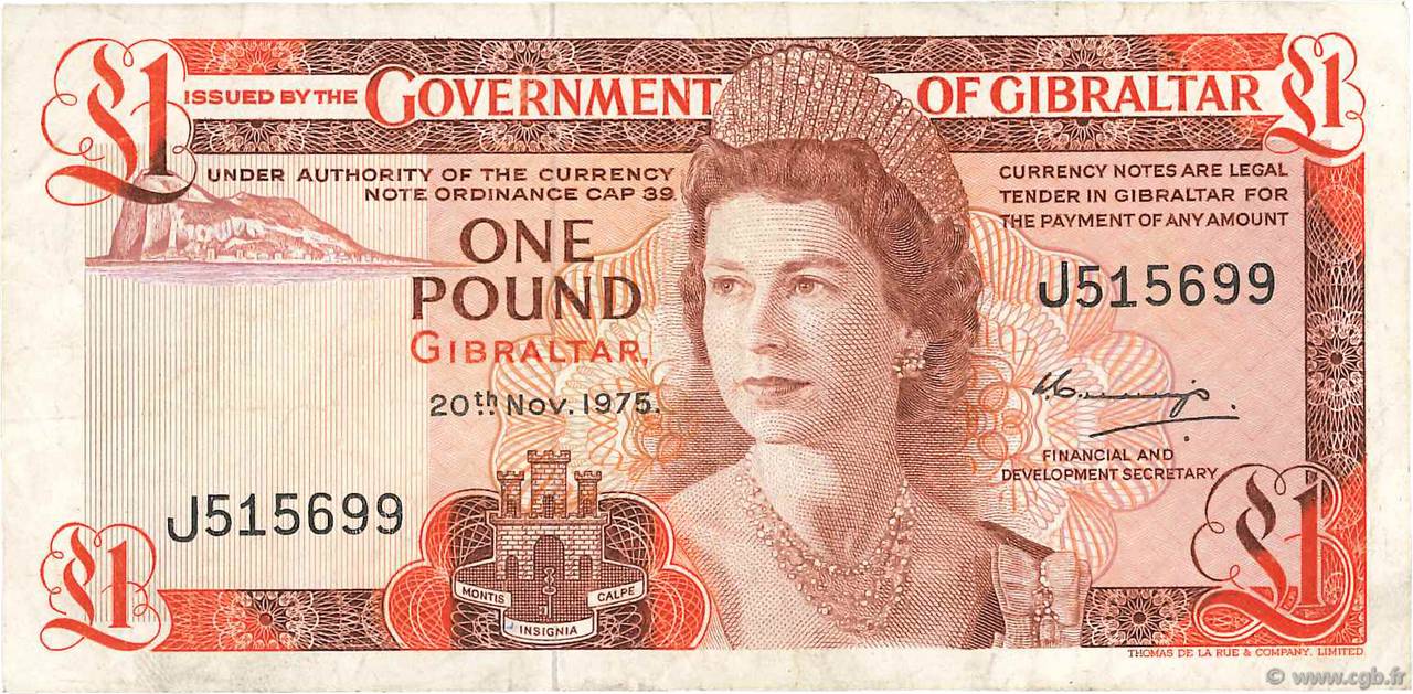1 Pound GIBILTERRA  1975 P.20a MB