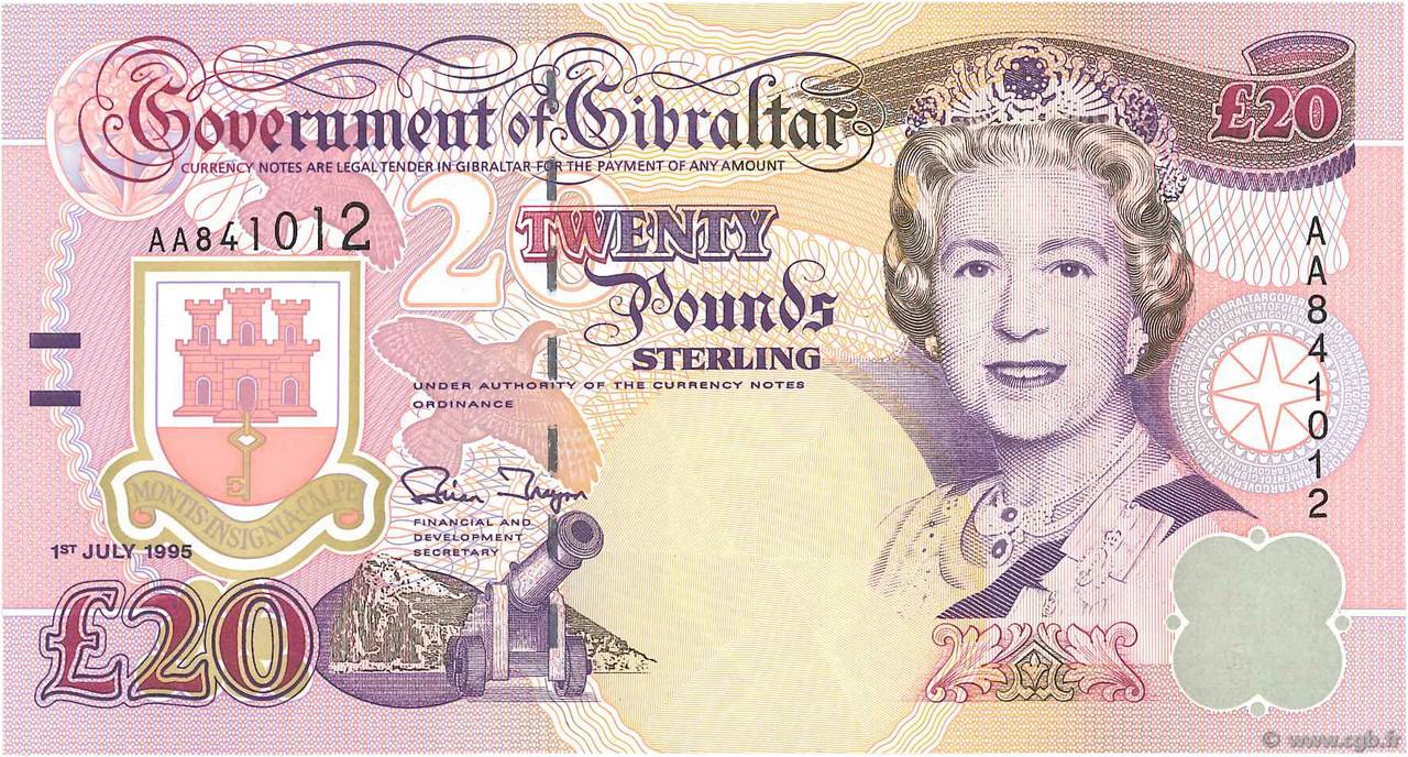 20 Pounds Sterling GIBRALTAR  1995 P.27a FDC