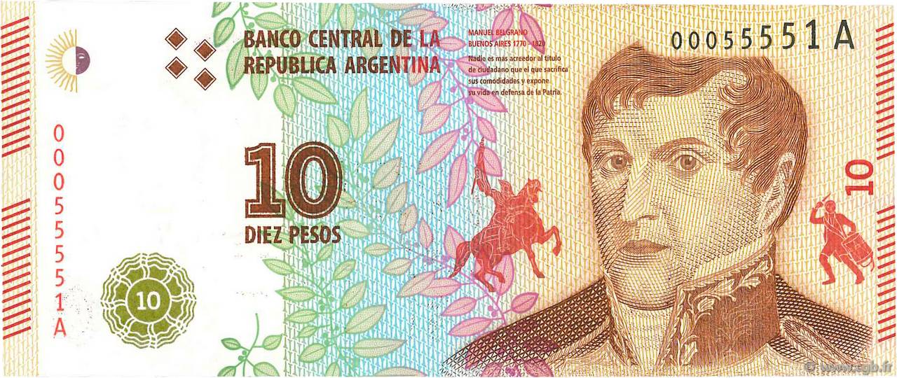 10 Pesos ARGENTINIEN  2016 P.360 ST