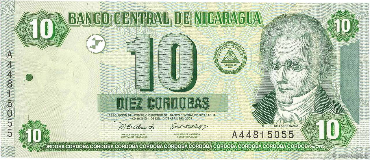 10 Cordobas NICARAGUA  2002 P.191 UNC