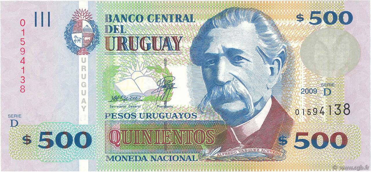 500 Pesos Uruguayos URUGUAY  2009 P.090b FDC