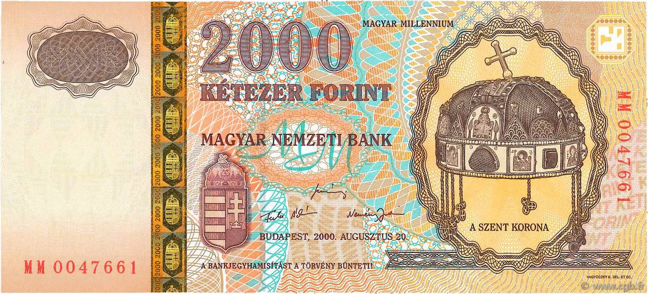 2000 Forint UNGARN  2000 P.186a ST