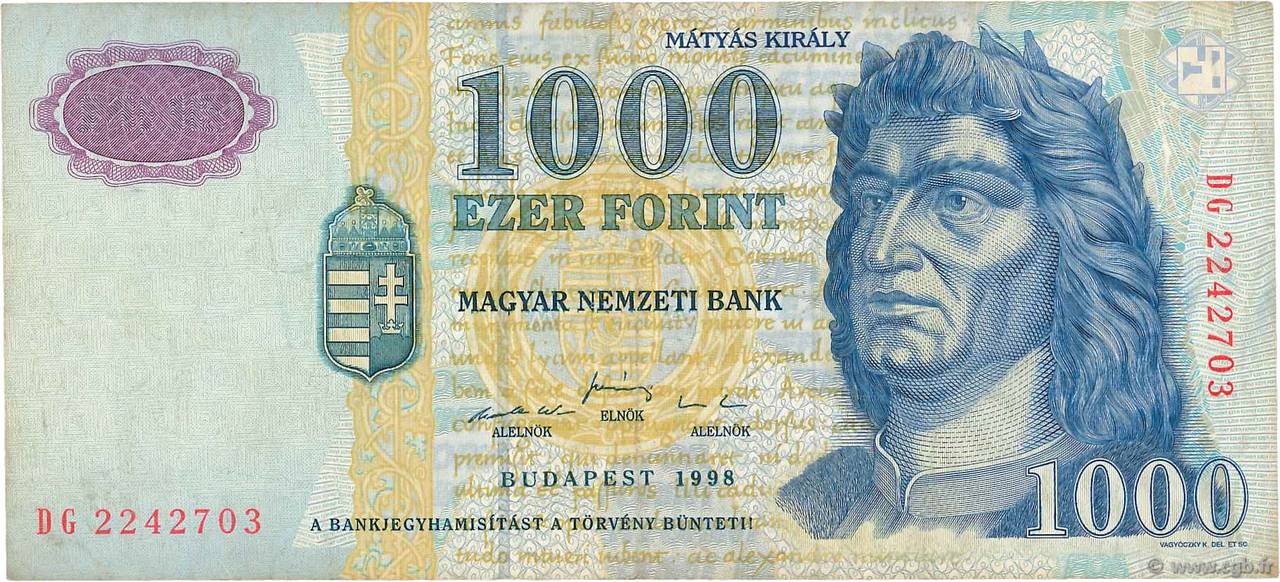 1000 Forint HUNGRíA  1998 P.180a BC
