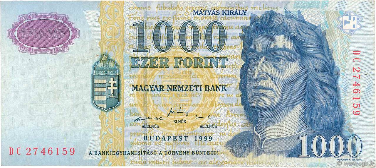 1000 Forint HONGRIE  1999 P.180b TTB