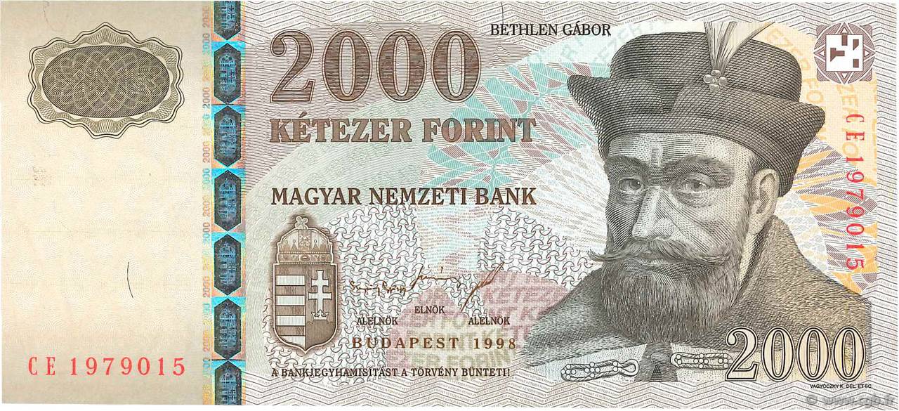 2000 Forint HUNGARY  1998 P.181a AU