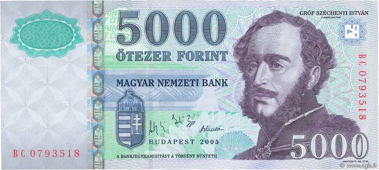 5000 Forint UNGHERIA  2005 P.191a FDC
