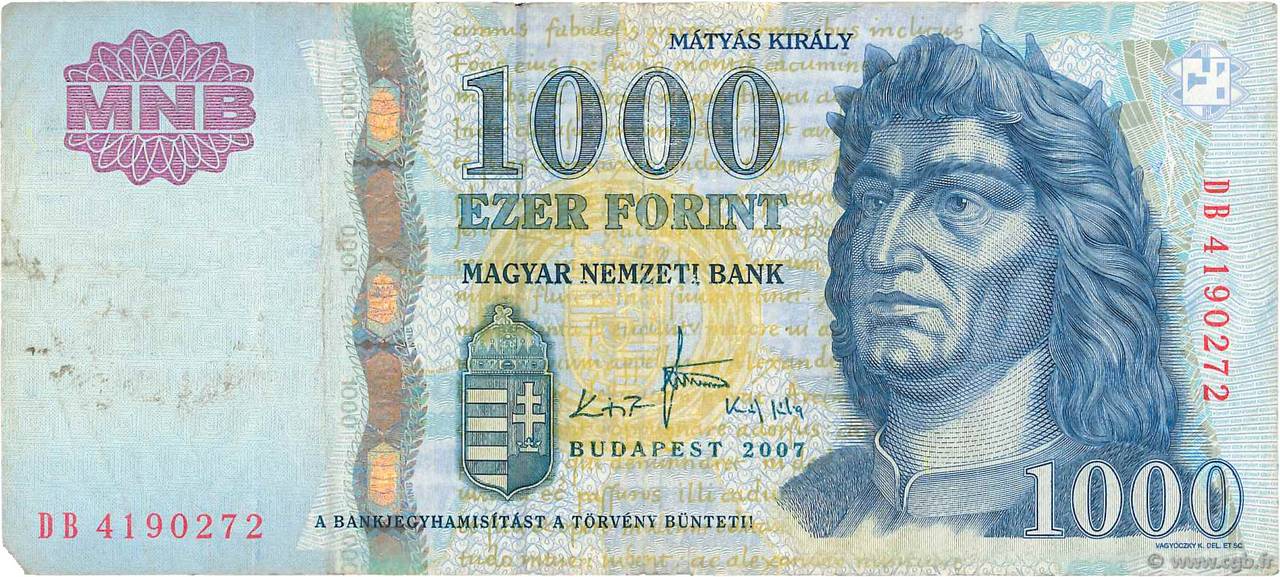 1000 Forint HUNGARY  2007 P.195c F