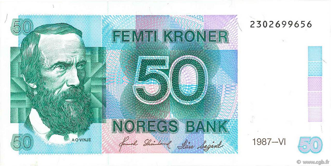 50 Kroner NORWAY  1987 P.42d XF-