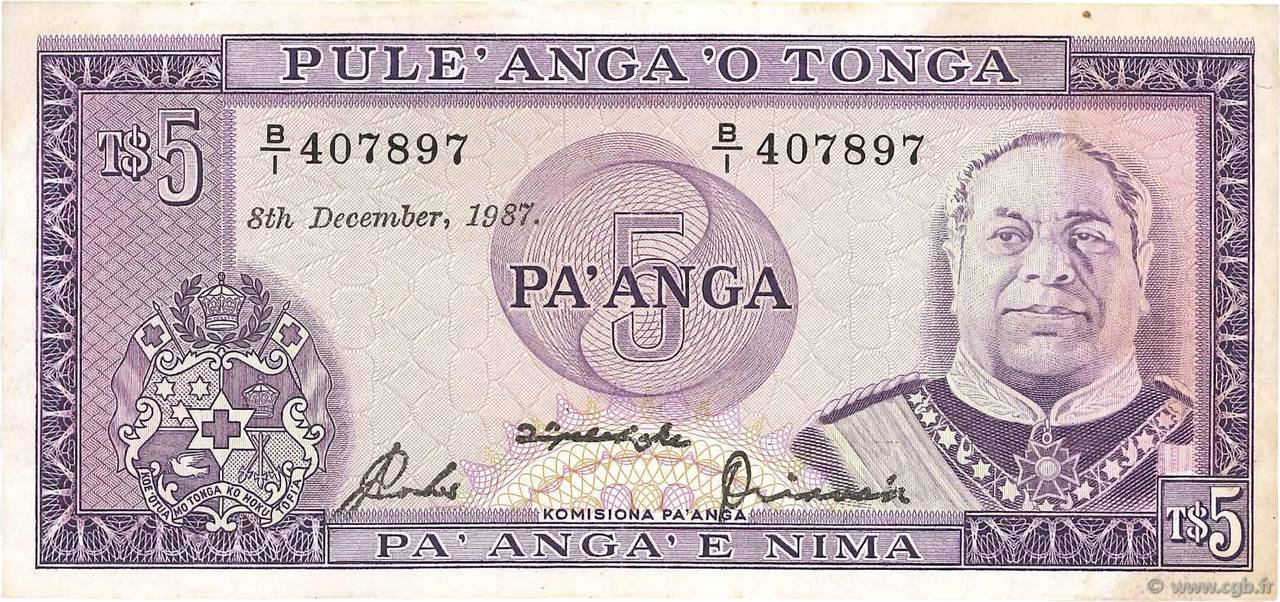 5 Pa anga TONGA  1987 P.21c BB