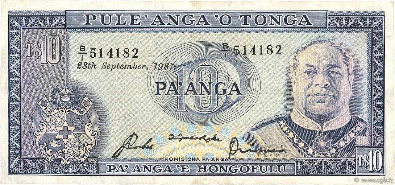 10 Pa anga TONGA  1987 P.22c VF