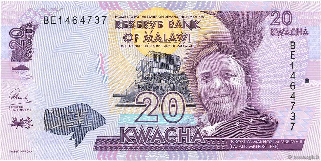 20 Kwacha MALAWI  2016 P.63c FDC