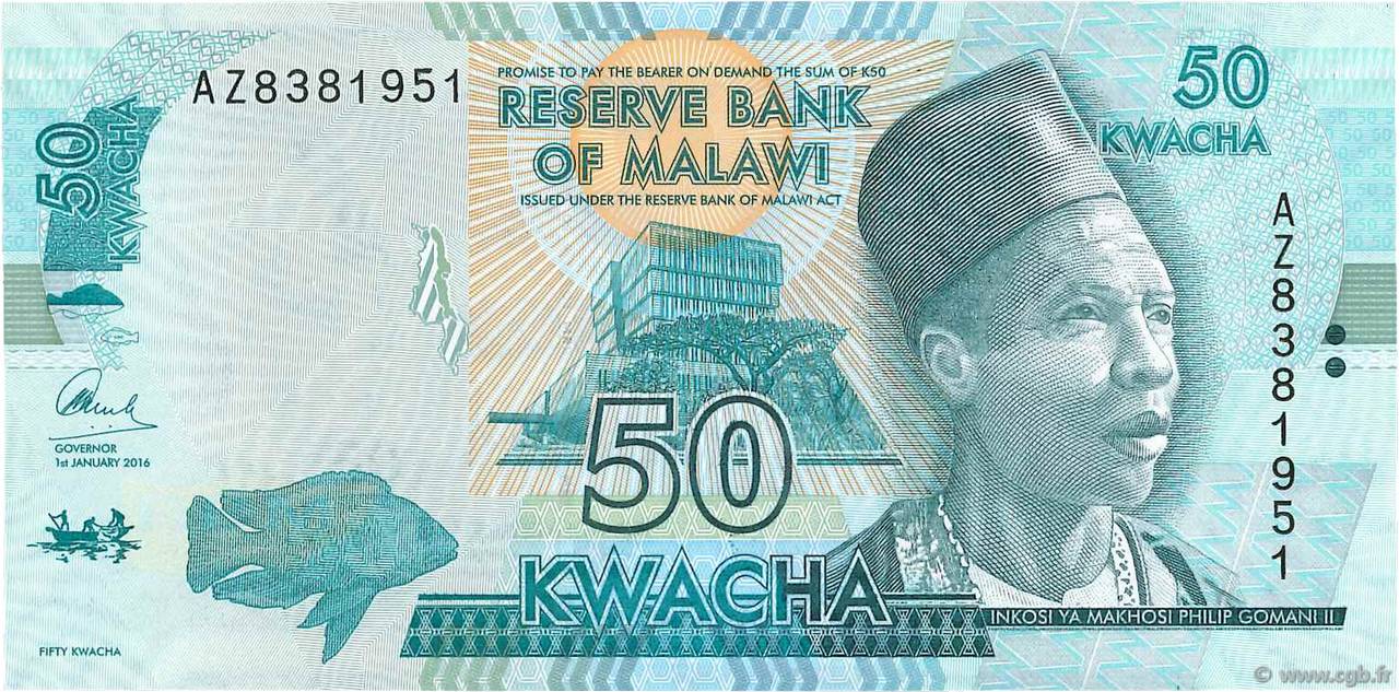 50 Kwacha MALAWI  2016 P.64c ST