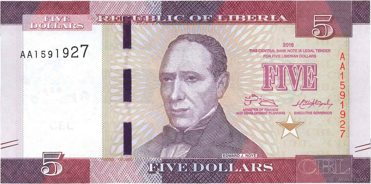 5 Dollars LIBERIA  2016 P.31 UNC