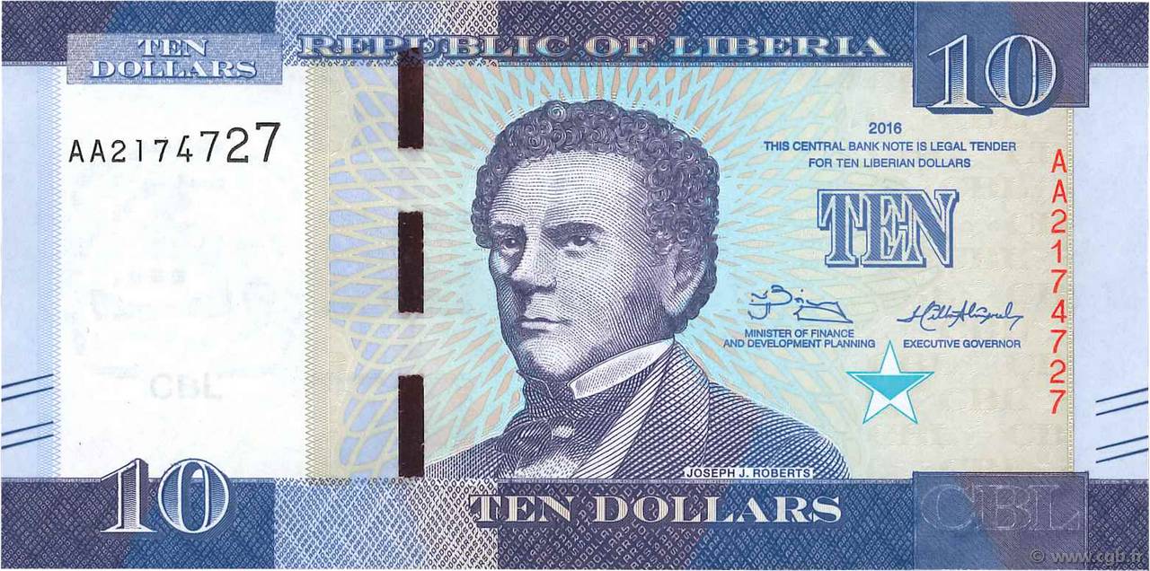 10 Dollars LIBERIA  2016 P.32 FDC