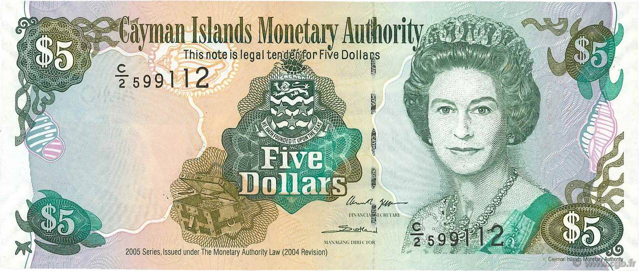 5 Dollars CAYMANS ISLANDS  2005 P.34b UNC