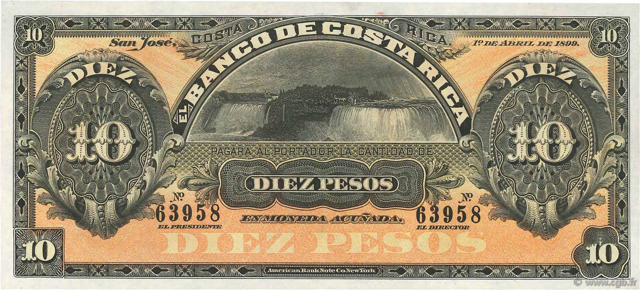 10 Pesos Non émis COSTA RICA  1899 PS.164r NEUF