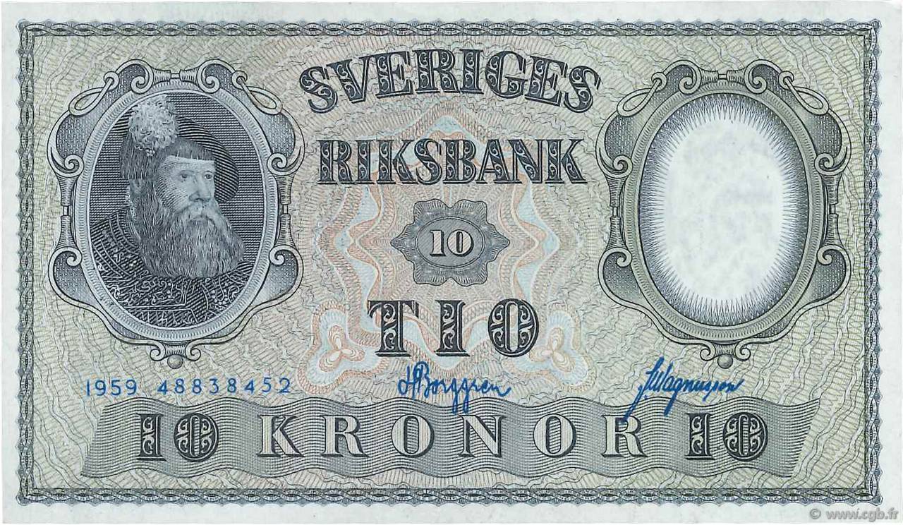 10 Kronor SUÈDE  1959 P.43g AU