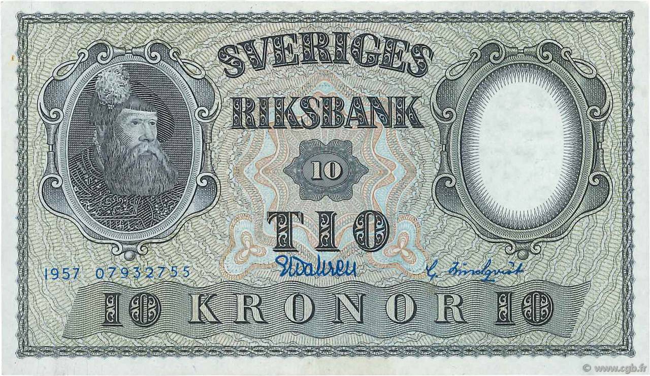 10 Kronor SUÈDE  1957 P.43e SC