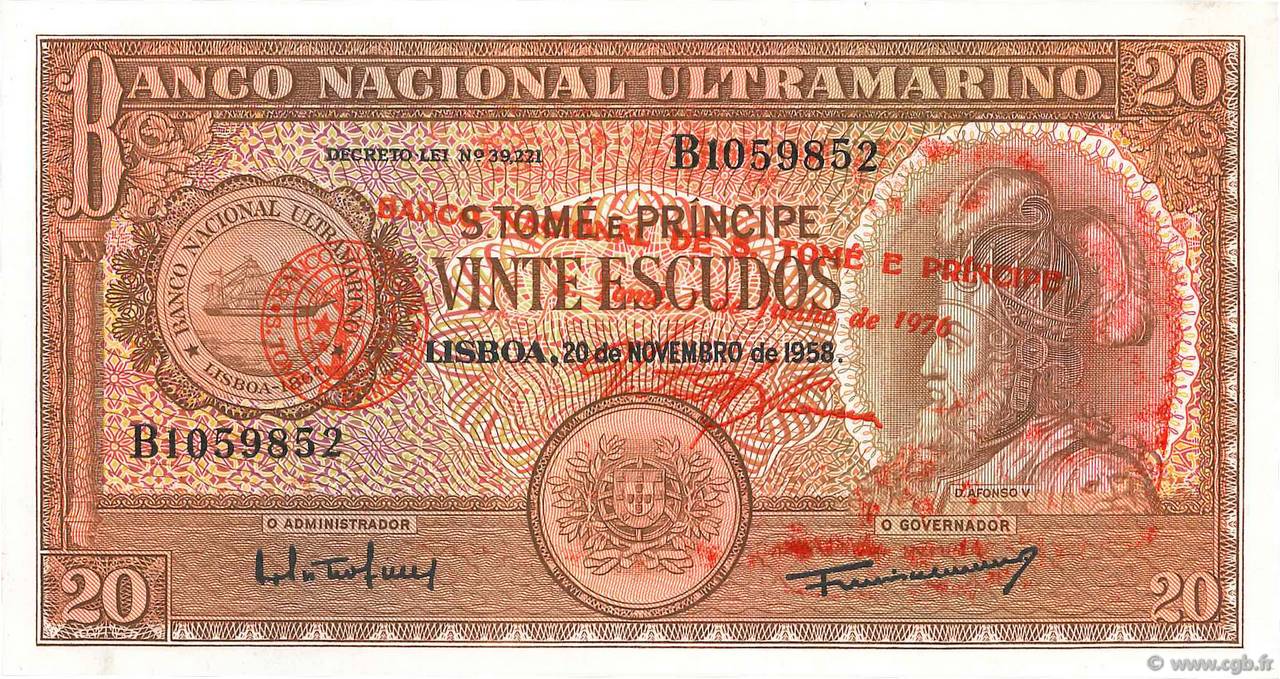 20 Escudos SAO TOMÉ Y PRíNCIPE  1976 P.044a SC