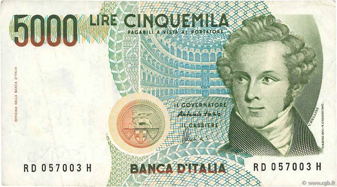 5000 Lire ITALIA  1985 P.111c BB
