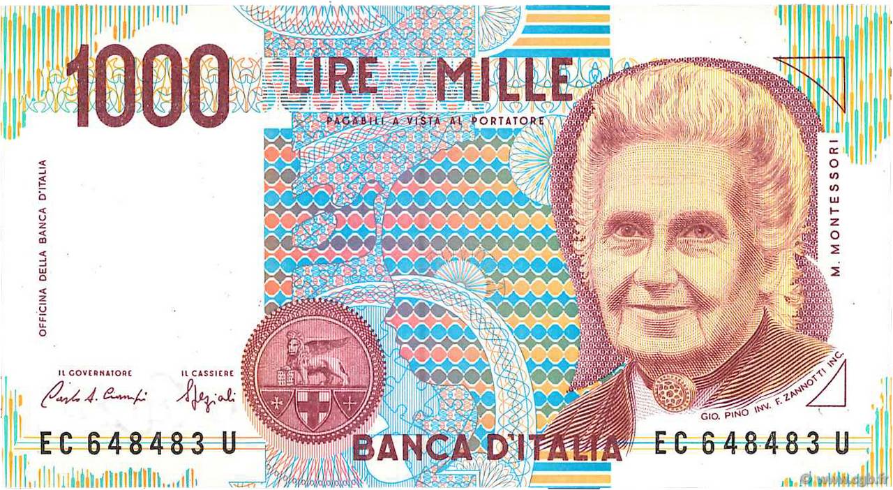 1000 Lire ITALY  1990 P.114a AU