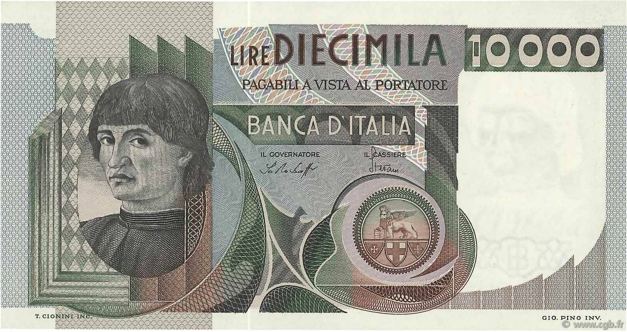 10000 Lire ITALIA  1976 P.106a SC+
