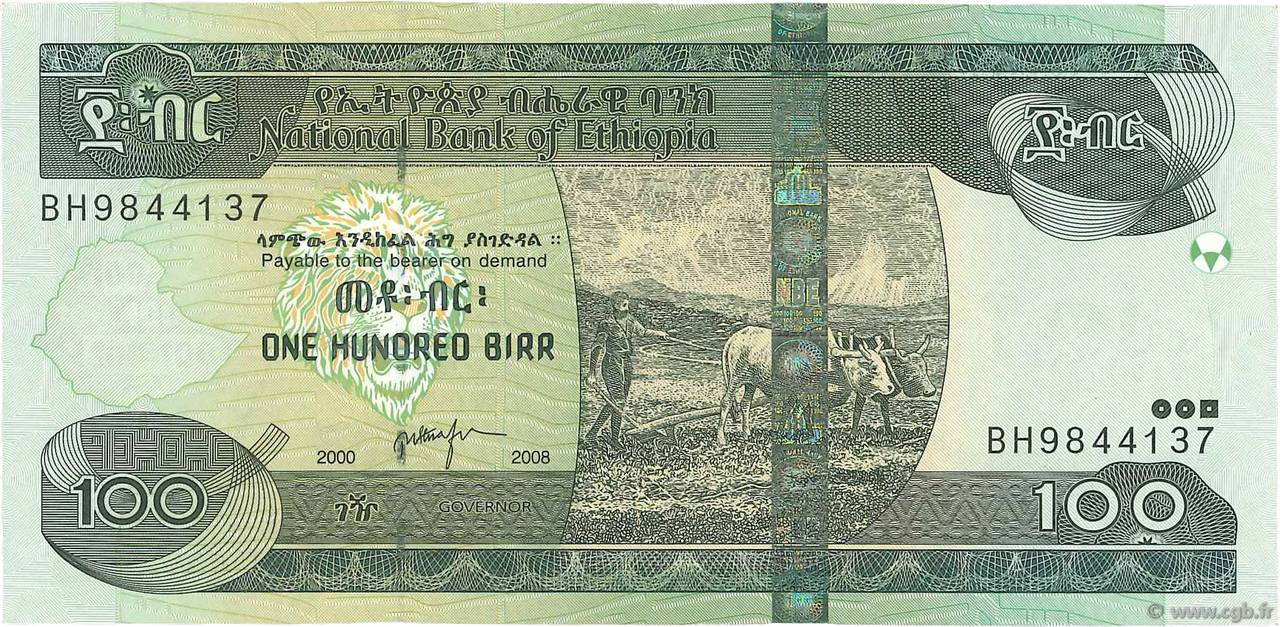 100 Birr ETIOPIA  2008 P.52d SC+