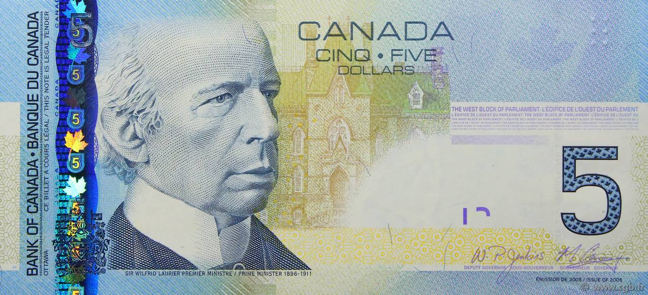 加拿大5元纸币图片