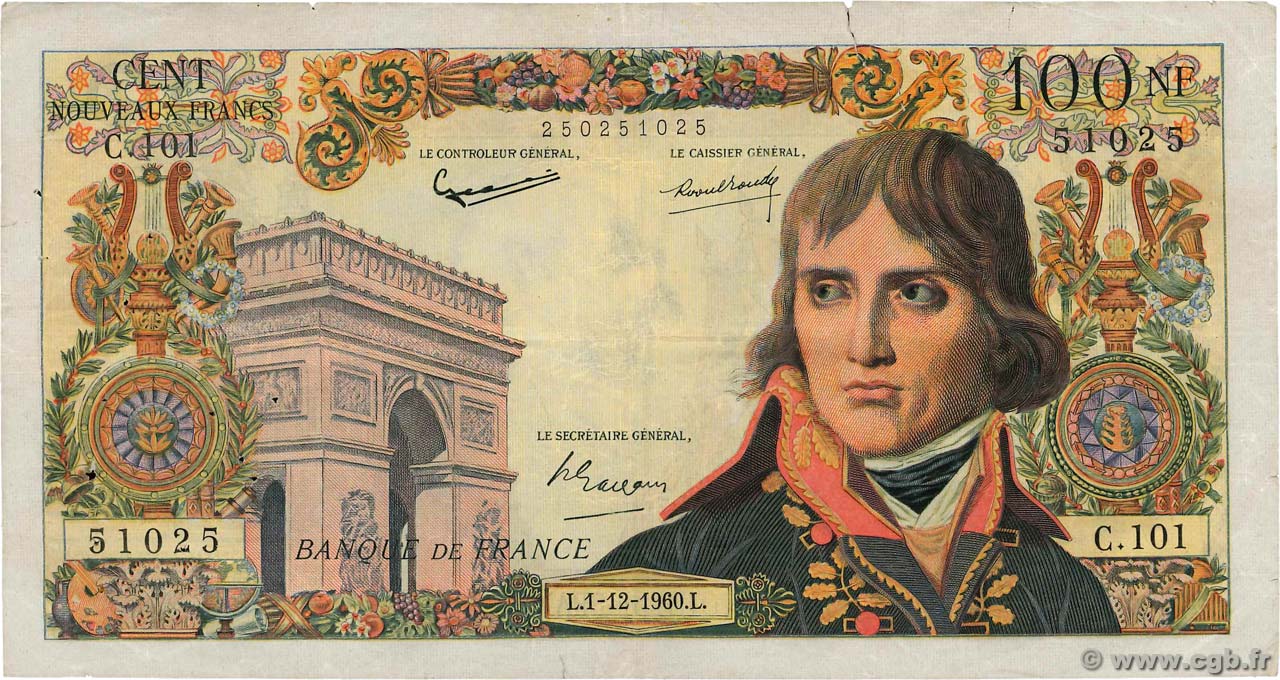100 Nouveaux Francs BONAPARTE FRANKREICH  1960 F.59.09 S