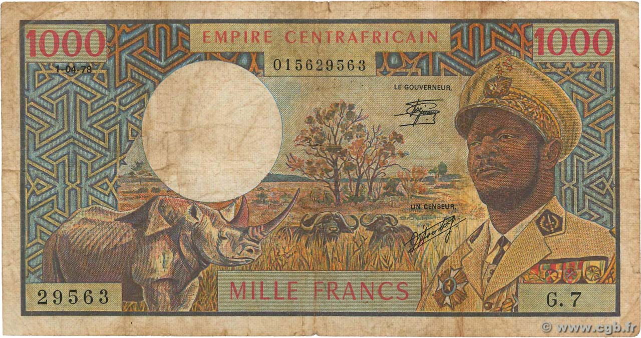 1000 Francs REPUBBLICA CENTRAFRICANA  1978 P.06 q.MB