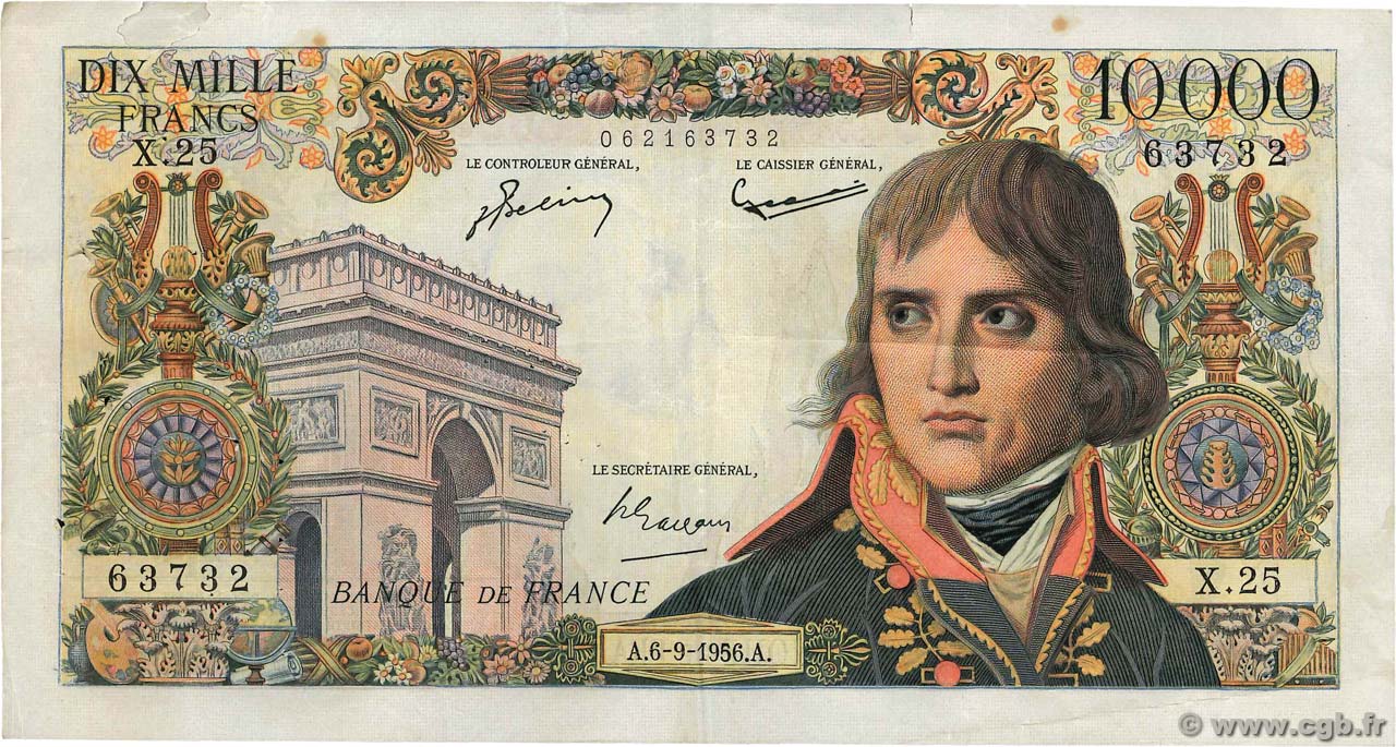 10000 Francs BONAPARTE FRANCE  1956 F.51.04 VF-