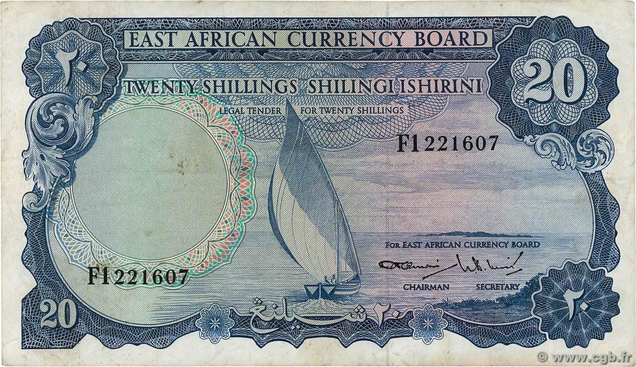 20 Shillings AFRICA DI L EST BRITANNICA   1964 P.47a BB
