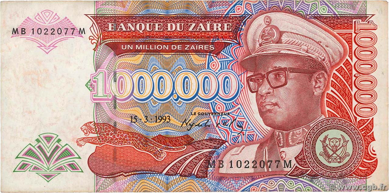 1000000 Zaïres ZAÏRE  1993 P.45a TB
