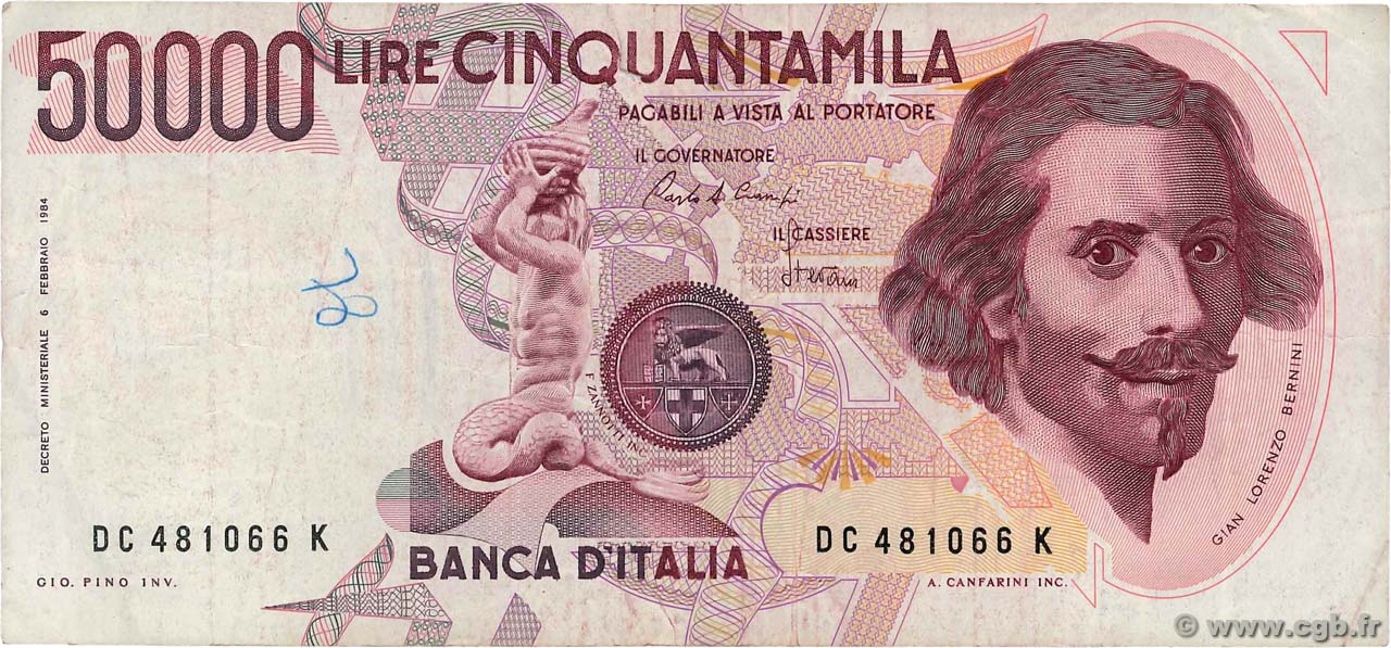 50000 Lire ITALY  1984 P.113a F