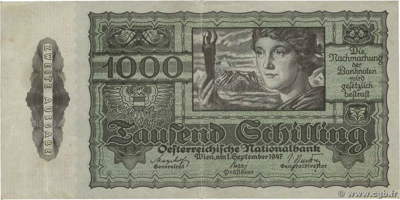 1000 Schilling AUTRICHE  1947 P.125 TTB