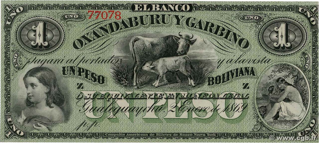 1 Peso Boliviana Non émis ARGENTINA  1869 PS.1782r UNC