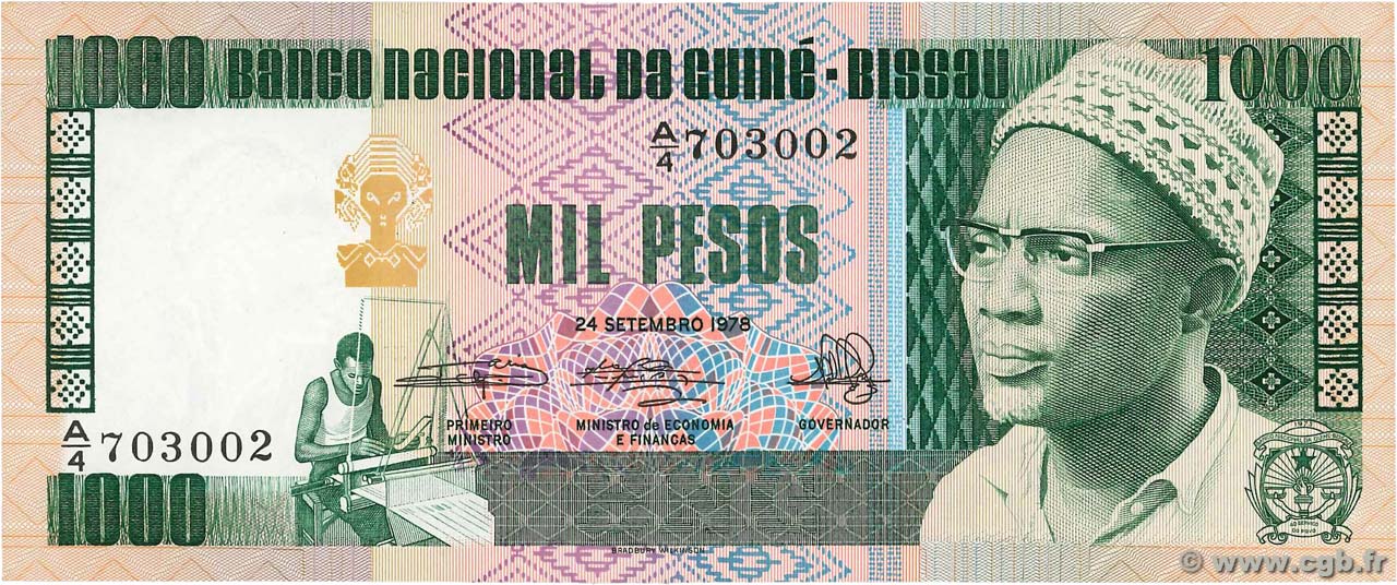1000 Pesos GUINÉE BISSAU  1978 P.08b SPL