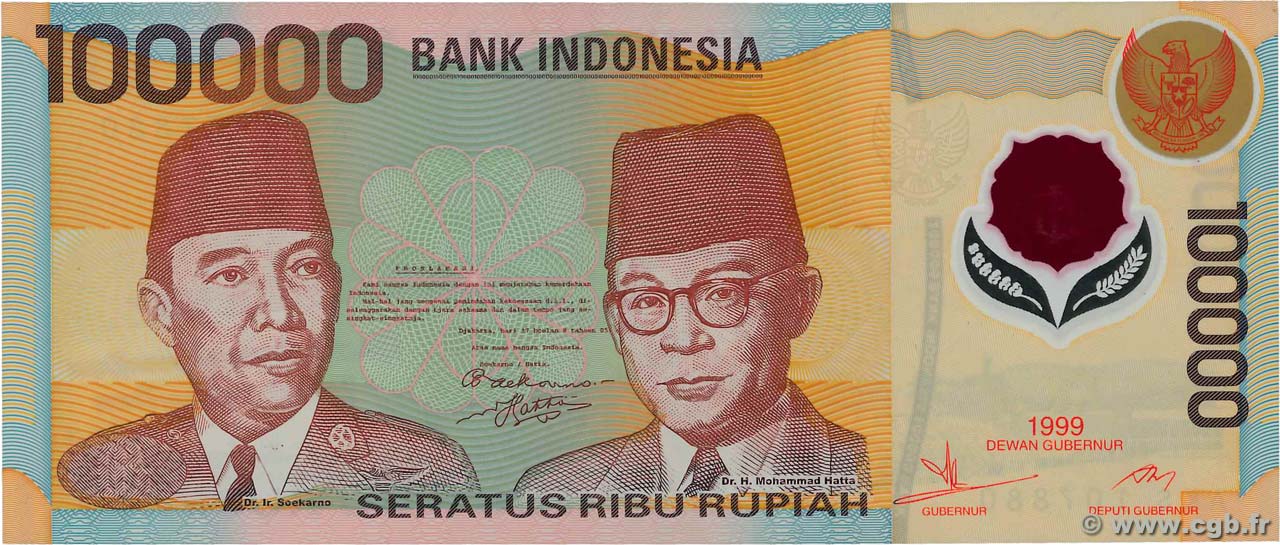 100000 Rupiah INDONESIA  1999 P.140 SC