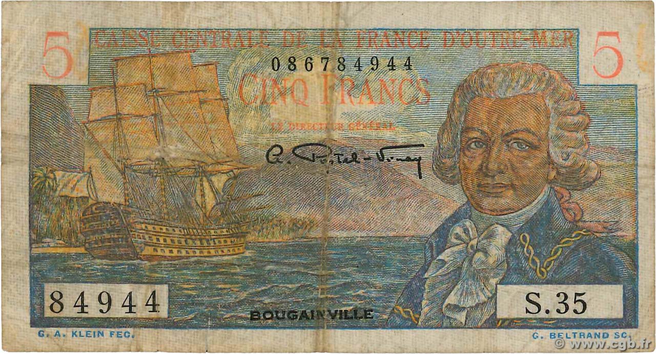 5 Francs Bougainville AFRIQUE ÉQUATORIALE FRANÇAISE  1946 P.20B B