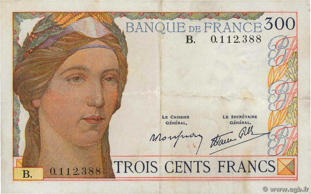 300 Francs FRANKREICH  1938 F.29.01 SS