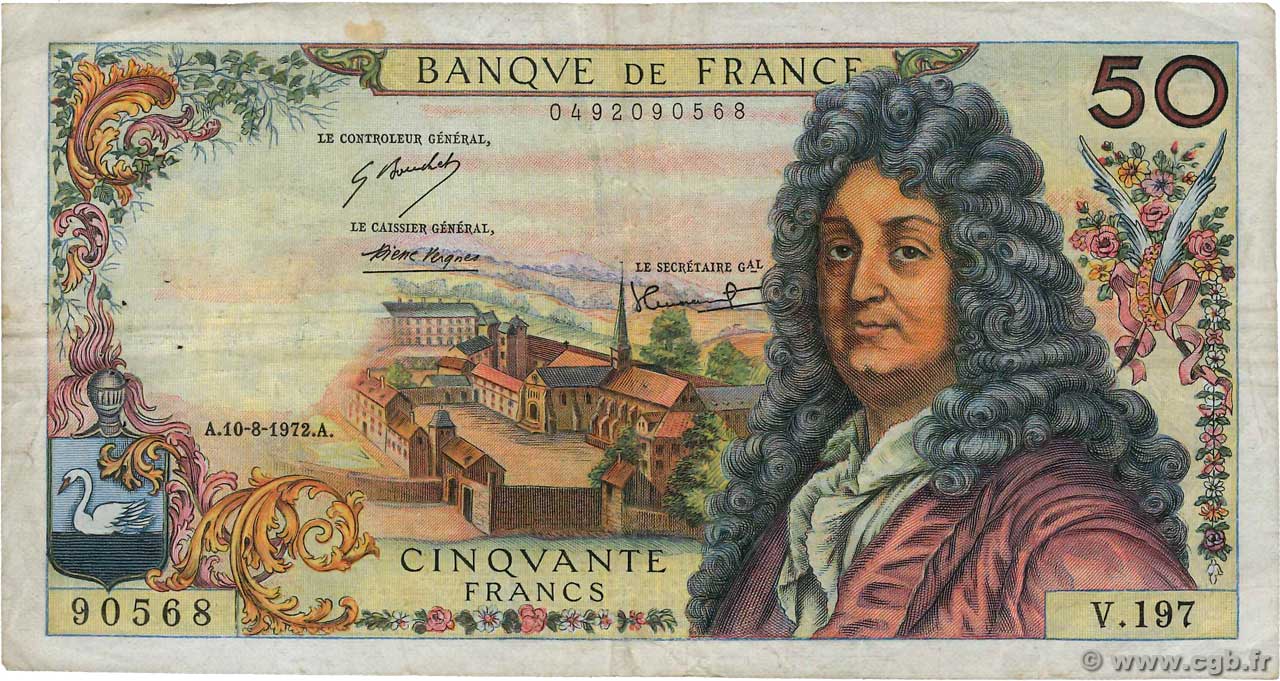 50 Francs RACINE FRANCIA  1972 F.64.21 q.BB