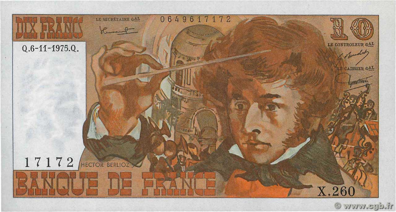 10 Francs BERLIOZ Numéro spécial FRANCIA  1975 F.63.14 q.FDC