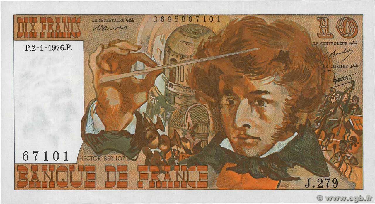 10 Francs BERLIOZ FRANCE  1976 F.63.16 SPL+