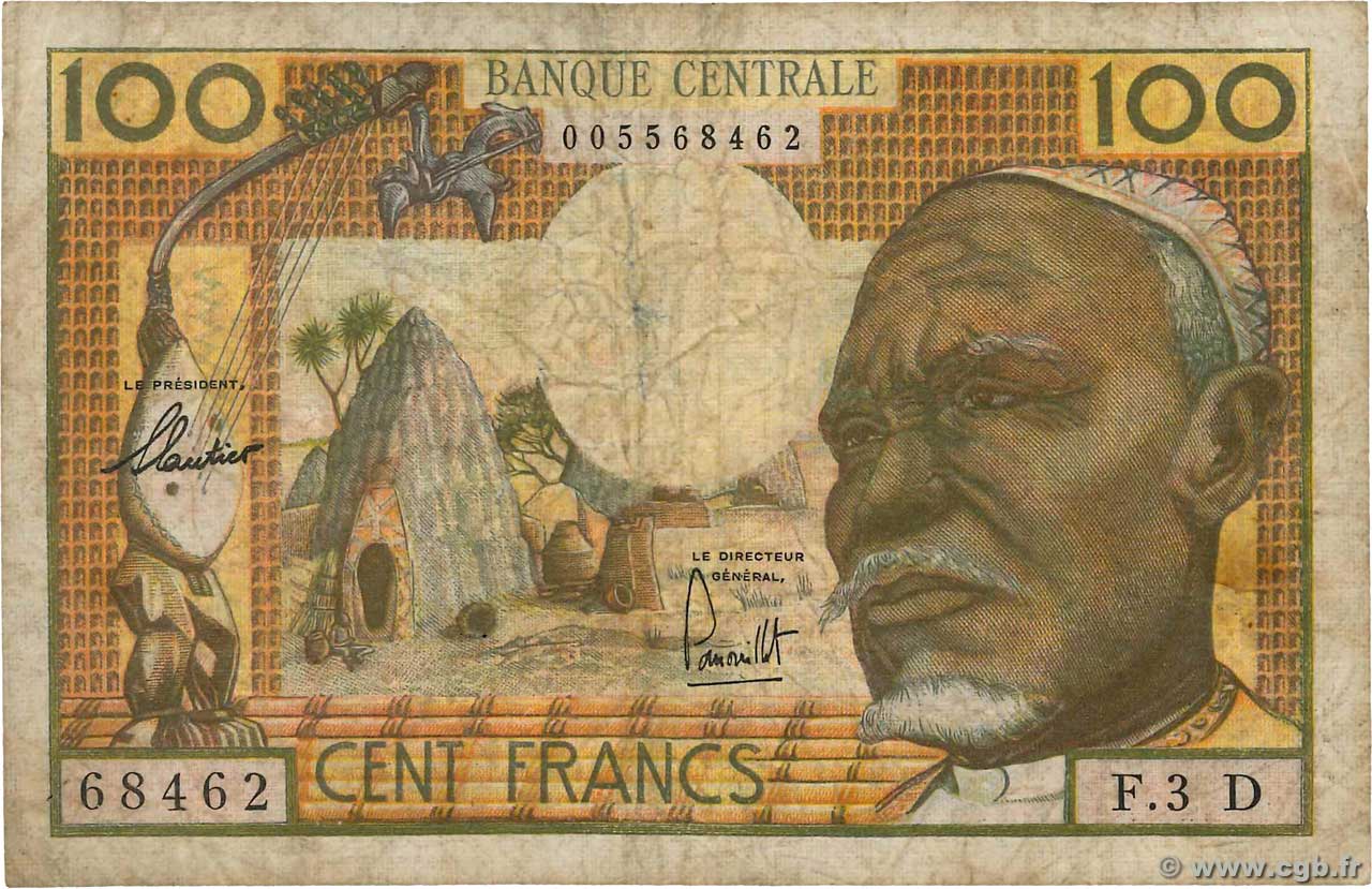 100 Francs ÉTATS DE L AFRIQUE ÉQUATORIALE  1962 P.03d B