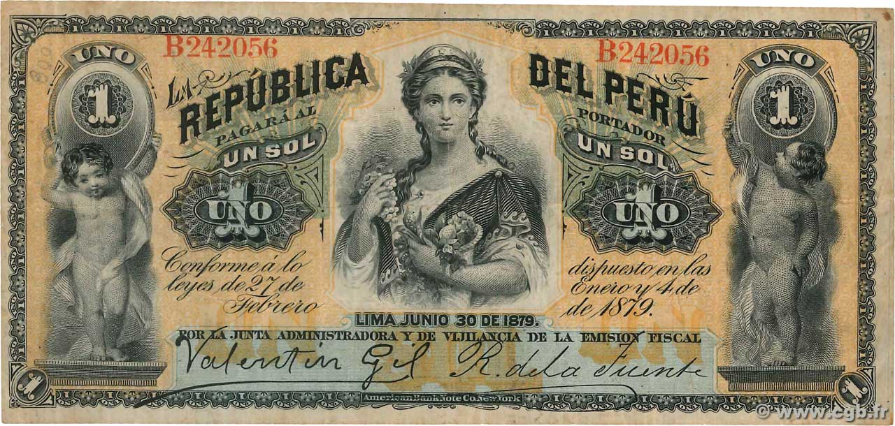 1 Sol PERU  1879 P.001 F