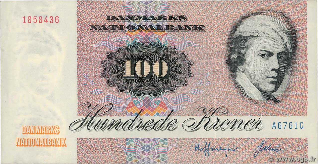 100 Kroner DENMARK  1976 P.051c XF+